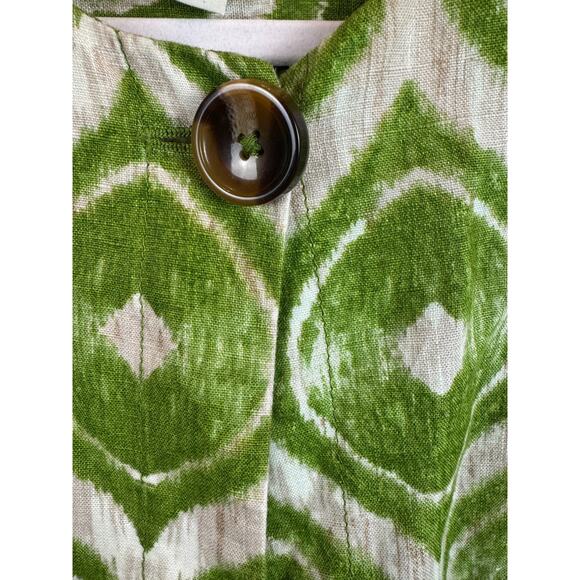 CHICO'S green ecru 100% linen 3/4 sleeve short unlined blazer jacket size 0 (S) - Picture 3 of 7